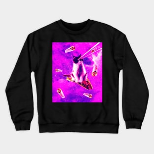 Outer Space Taco Cat - Rainbow Laser Eyes, Burrito Crewneck Sweatshirt